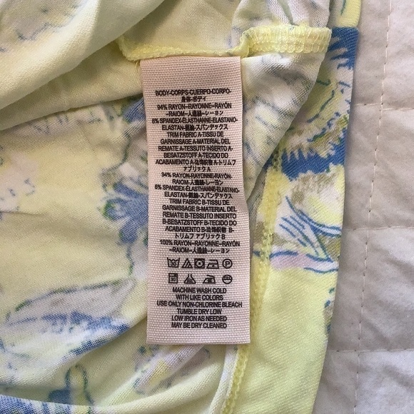 NEW Free People Baja Babe cold shoulder top Yellow Printed Lemon Gelato size XS - Picture 8 of 13